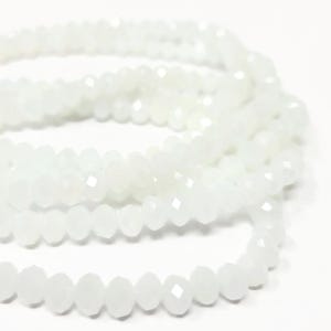 White Faceted Glass Rondelle Bead - 6x4.5mm - about 100 Beads - whole strand - cut glass abacus image 1