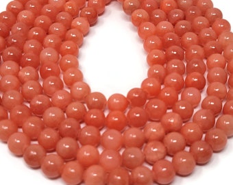 Coral Mountain Jade 8mm Round Bead - 47 beads - whole strand - salmon peach Mashan jade