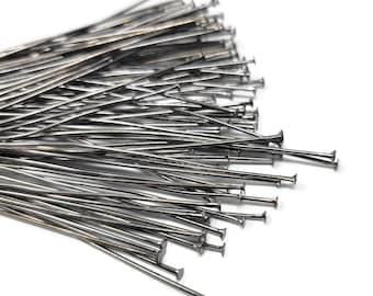 Gunmetal Black Head Pins: Nickel-Free DIY Jewelry Findings, 70mm (100 Pieces)