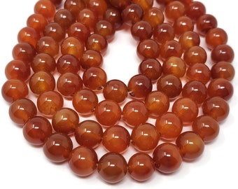 Carnelian 12mm Round Bead Strand - 33 beads - Red Agate - rust translucent red orange stone