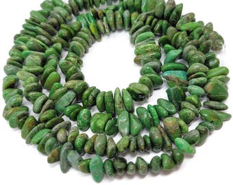 Green Magnesite Rounded Chip Bead - whole strand - stone irregular pebble nugget beads