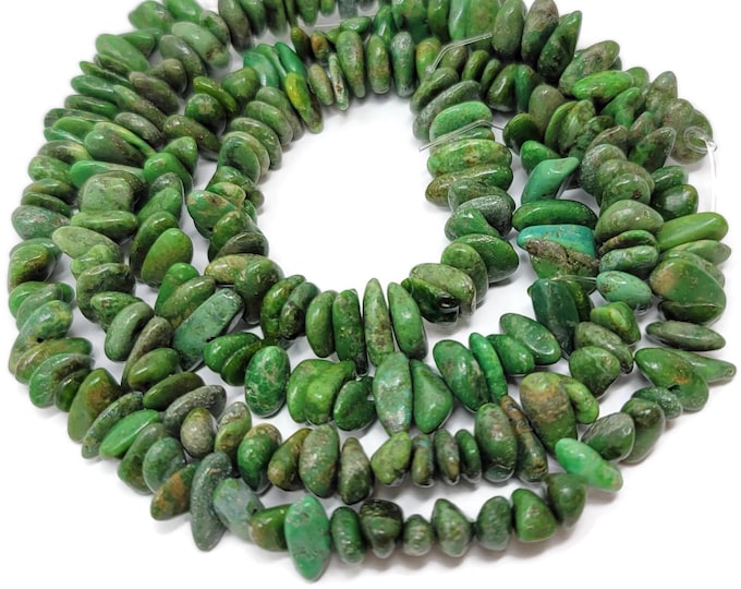 Green Magnesite Rounded Chip Bead - whole strand - stone irregular pebble nugget beads