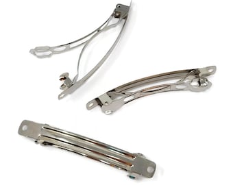 Silver French Barrette - 32 barrettes -  78mm or 3" - blank bulk hair clip