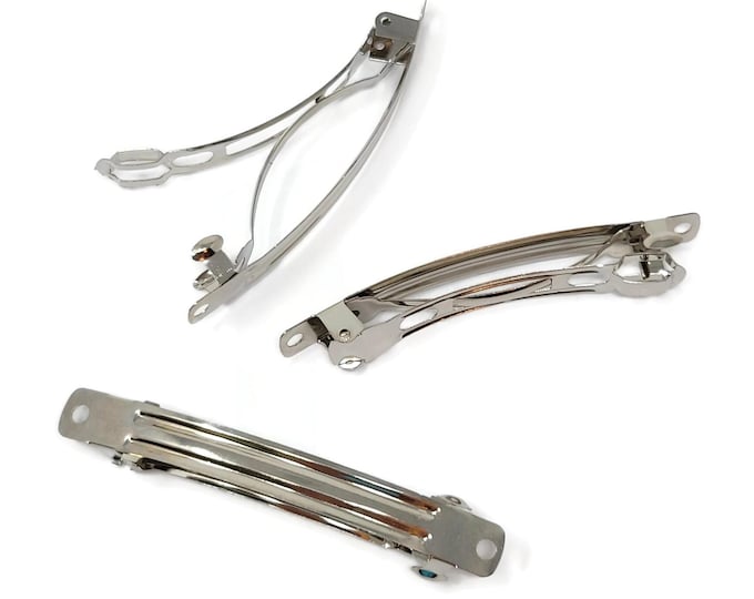 Silver French Barrette - 32 barrettes -  78mm or 3" - blank bulk hair clip