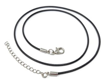 Black Braided Cord Necklace Blank: Adjustable 18-20", 1.5mm Waxed Cotton Cord, 1 5 10 25 50 pieces