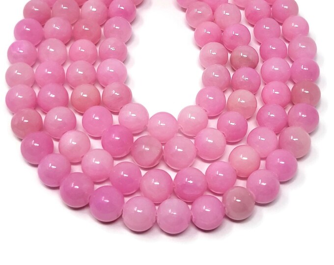 Bubble Gum Pink Mountain Jade 10mm Round Bead - Whole Strand - 40 beads - rose pink dyed marble - carnation