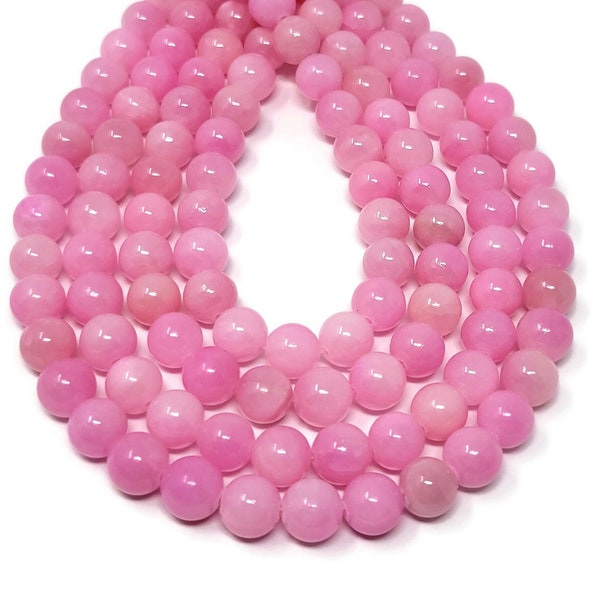 Bubble Gum Pink Mountain Jade 10mm Round Bead - Whole Strand - 40 beads - rose pink dyed marble - carnation