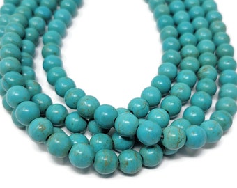 Turquoise 8mm Round Bead - 50 beads - Whole Strand - synthetic turquoise