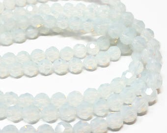 Opalite Faceted 8mm Round Bead - 50 beads - whole strand - iridescent glass