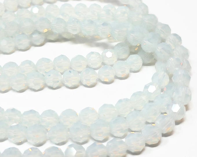 Opalite Faceted 8mm Round Bead - 50 beads - whole strand - iridescent glass