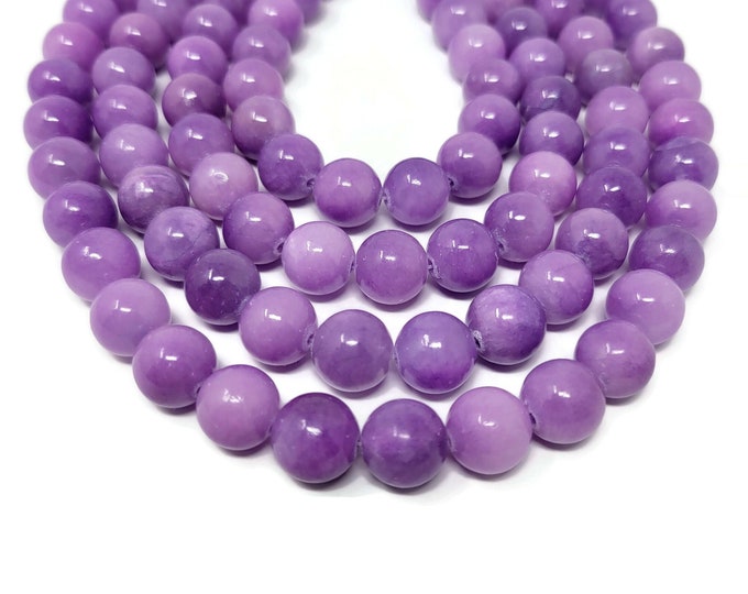 Purple Lilac Mountain Jade 12mm Round Bead - 33 beads - Whole Strand - violet stone - lavender marble