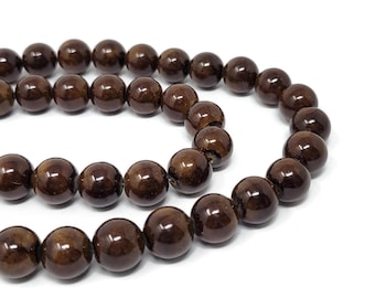 Bronze Brown Mountain Jade 12mm Round Bead - 33 beads - Whole Stand - imitation tiger's eye dyed marble - Root Beer Mashan Jade