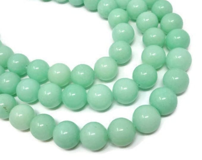 Aqua Jade 12mm Round Bead - 32 beads - Whole Strand - Mint - Light Turquoise - Ocean - Pastel Sea Glass - sea foam