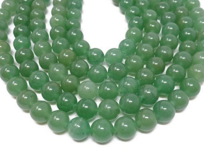 Green Aventurine 10mm Round Bead - 38 beads - Full Strand - Translucent Green Stone