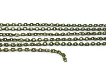 Antique Bronze Cable Chain - 3mm by 2mm links - Bulk Unfinished Chain Sold by the Meter - 1m 2m 3m 5m 10m length - unsoldered iron