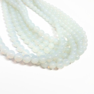 Opalite 8mm Round Bead - 49 beads - whole strand - sea opal iridescent moonstone glass