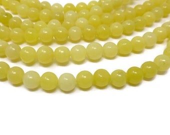 Lemon Jade 6mm Round Bead - 66 beads - Whole Strand - pale yellow green stone