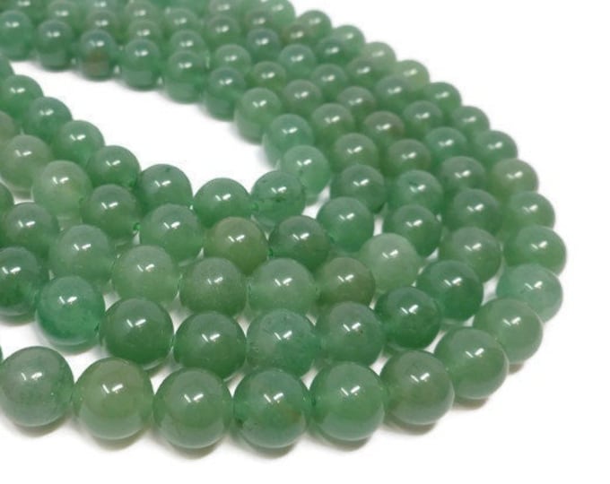 Green Aventurine 10mm Round Bead - 38 beads - Whole Strand - Translucent Green Stone