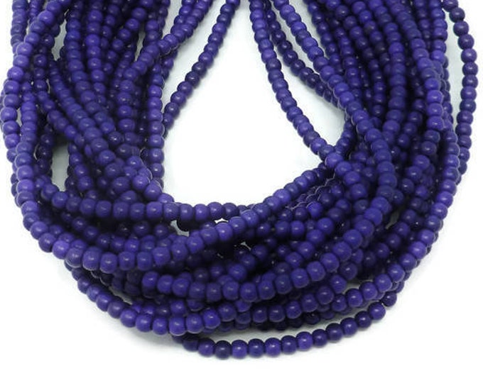 Purple Grape 4mm Round Bead - Whole Strand - 114 beads - Indigo Purple Eggplant Violet - synthetic turquoise