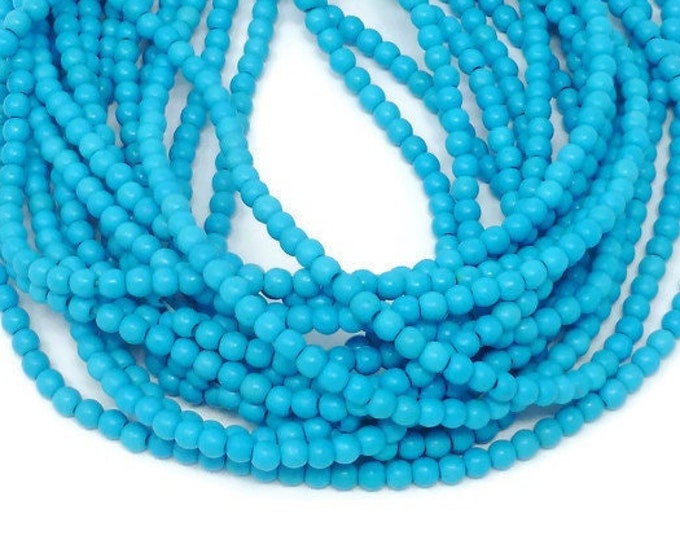 Sky Blue 4mm Round Bead - 100 beads - Whole Strand - cyan - blue synthetic turquoise