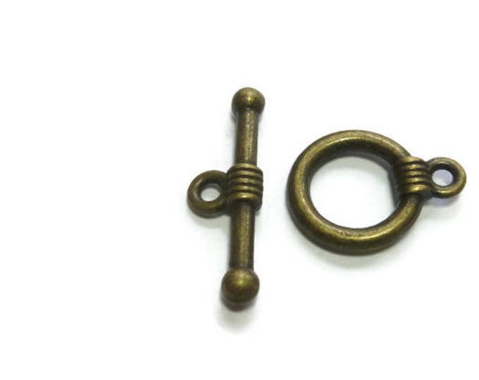 Antique Bronze Toggle Clasp Set - Tibetan Style - Ring & T-Bar - Bulk - DIY - Bracelet or Necklace Clasp - 20mm - 2 5 10 20 50 or 100 sets