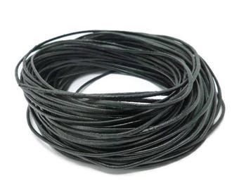 Black Leather Cord - 1.5mm diameter - You pick length - Round - Unfinished - Bulk - DIY - sold by the meter - 1m 2m 3m 5m 10m 20m