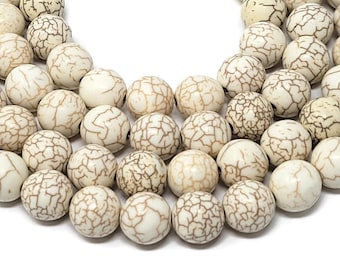 Bone White 12mm Round Bead - 33 beads - whole strand - ivory cream synthetic white turquoise