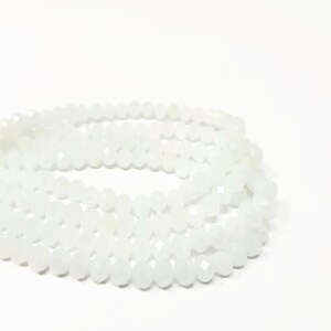 White Faceted Glass Rondelle Bead - 6x4.5mm - about 100 Beads - whole strand - cut glass abacus image 7