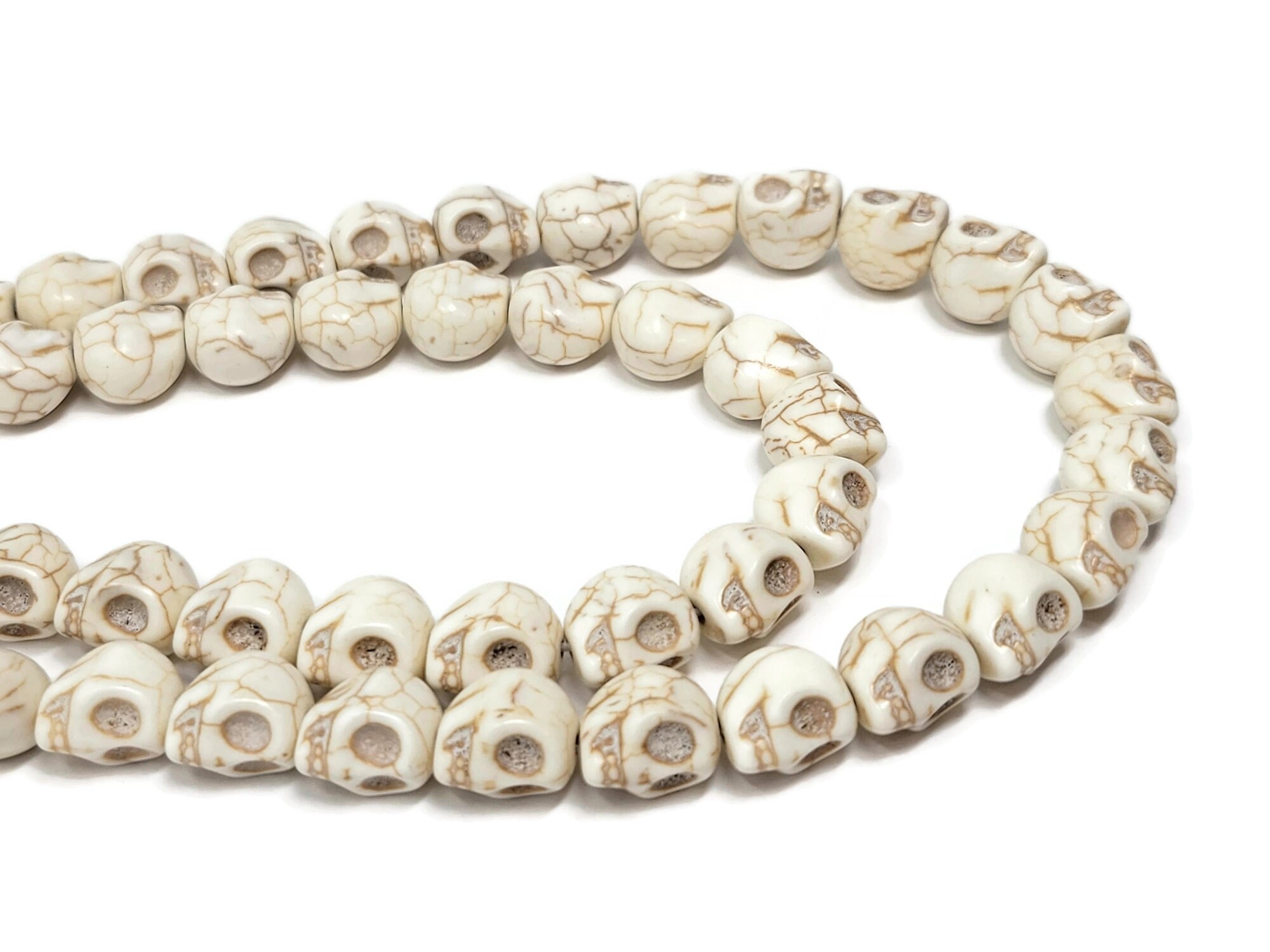 12mm White howlite skull beads for jewelry making – GemWholesales