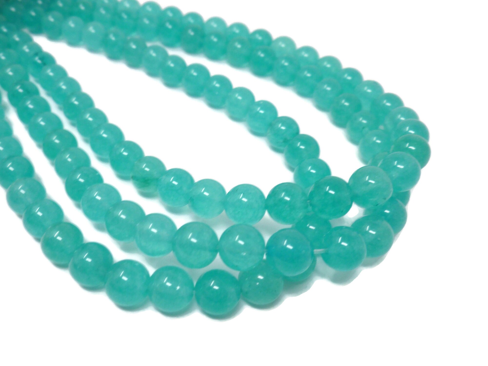 Aqua Blue Malaysia Jade 8mm Round Bead 46 beads Full Strand