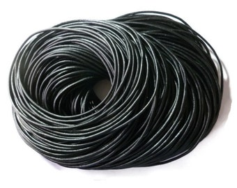 Black Leather Cord - 3mm diamter - You pick length - Round - Unfinished -  Bulk - DIY - sold by the meter - 1m 2m 3m 5m 10m