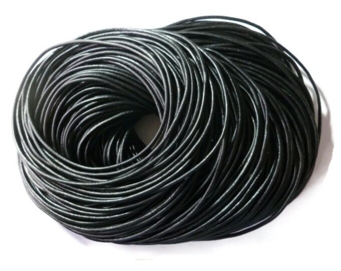 Black Leather Cord - 3mm diamter - You pick length - Round - Unfinished -  Bulk - DIY - sold by the meter - 1m 2m 3m 5m 10m