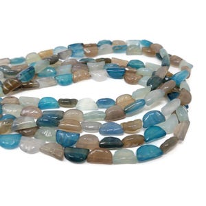 Blue and Taupe Carved Half Moon Bead - 34 beads - 12x7mm - whole strand