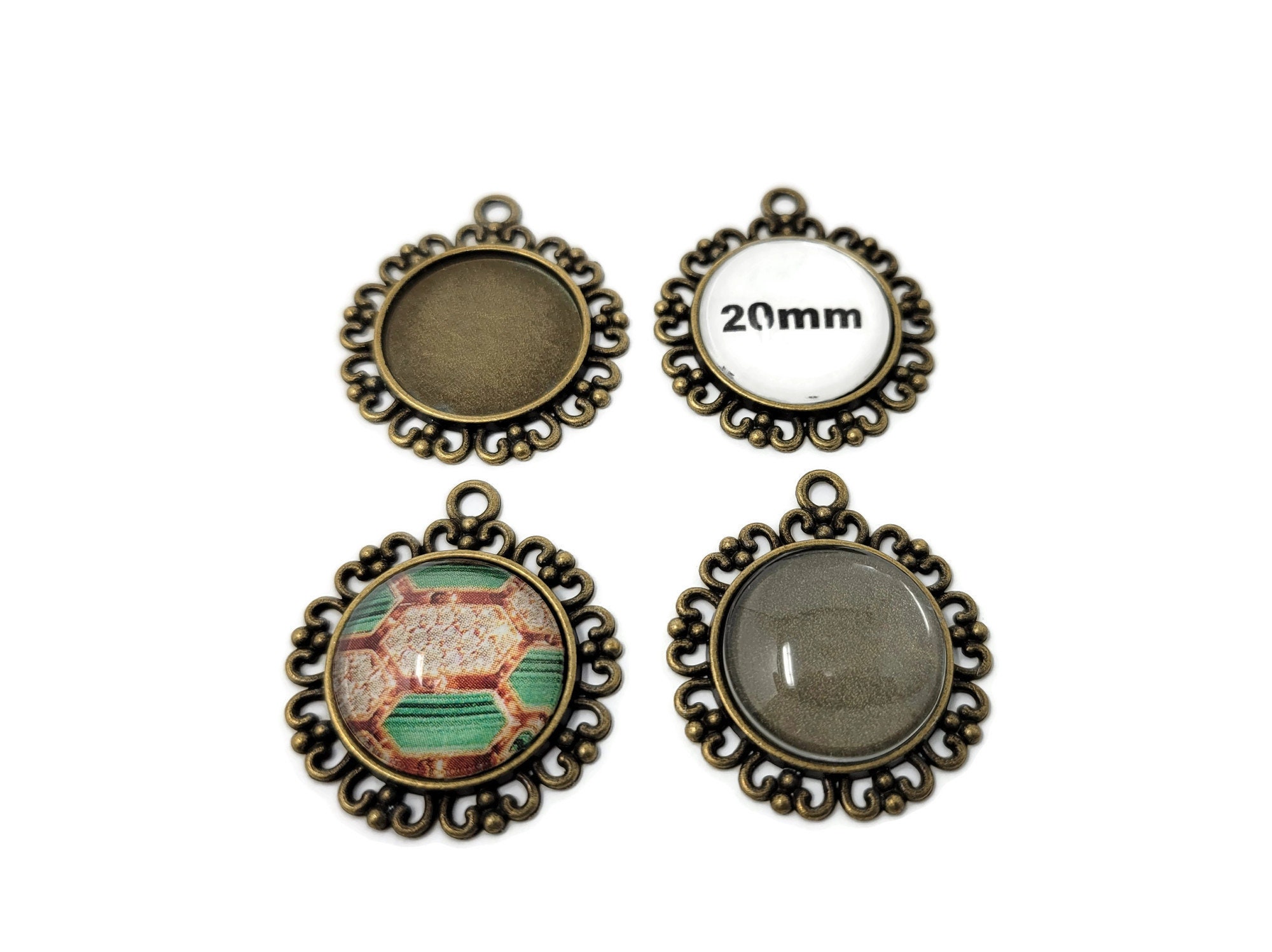 20 Pieces Bezel Pendant Trays, 20mm Round Pendant Trays Bezels Cabochon Setting