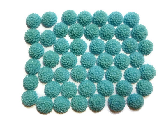 Resin Cabochon Flowers 20 Royal Blue Mums Dahlias 15mm x 8mm Flatbacks