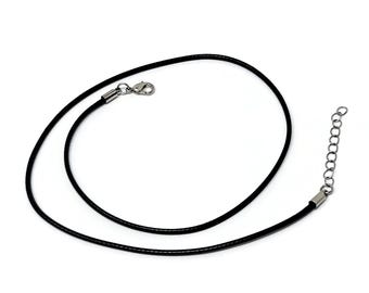 Black Braided Cord Necklace Blank: Adjustable 18-20", 2mm cord
