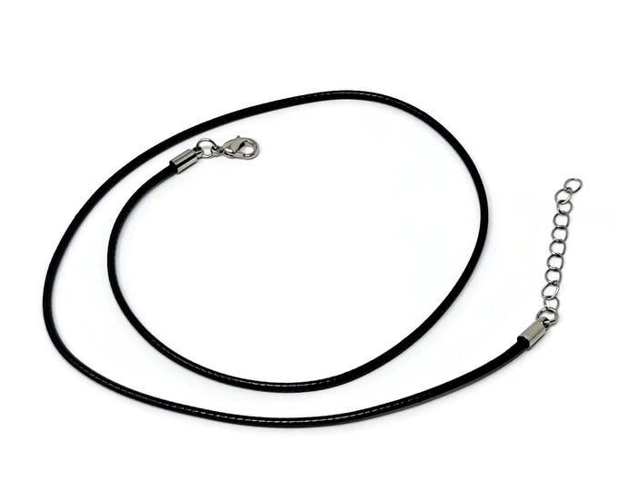 Black Braided Cord Necklace Blank: Adjustable 18-20", 2mm cord
