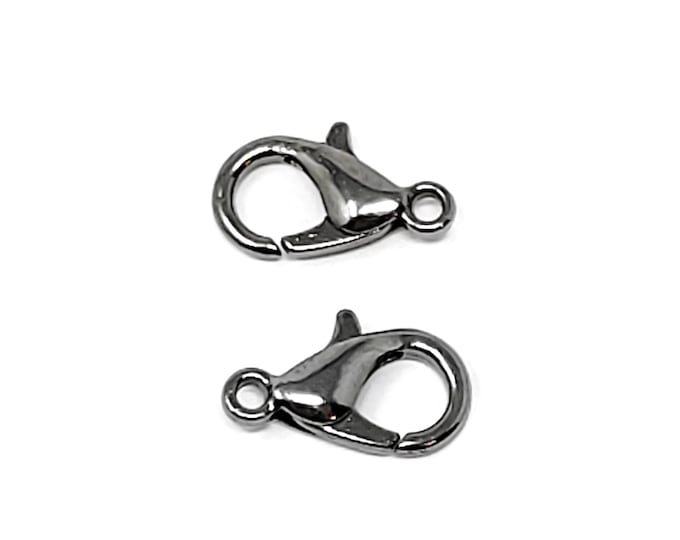 Gunmetal Lobster Claw Clasp - 12x6mm - 10 20 50 100 250 pieces - spring clasps - tarnished silver color necklace or bracelet closure