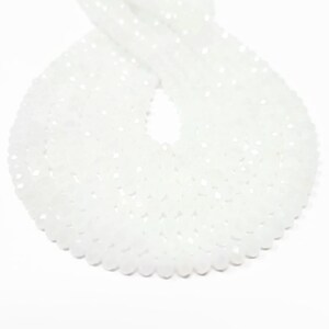 White Faceted Glass Rondelle Bead - 6x4.5mm - about 100 Beads - whole strand - cut glass abacus image 6