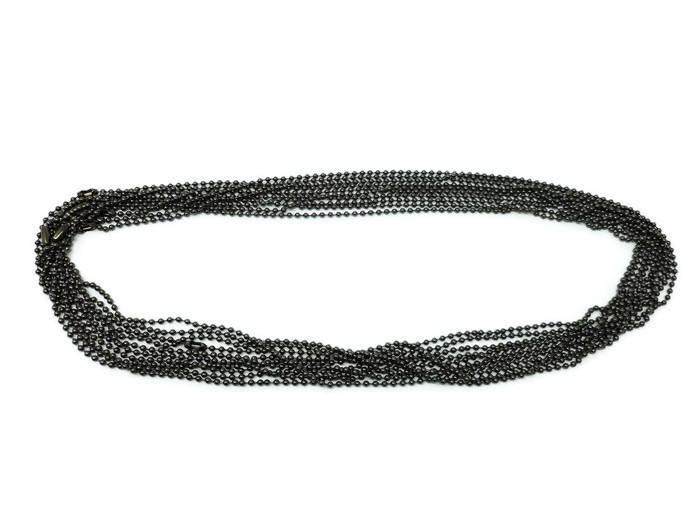 Gunmetal Black Ball Chain Necklaces 24 inch 24 Long 2.4mm
