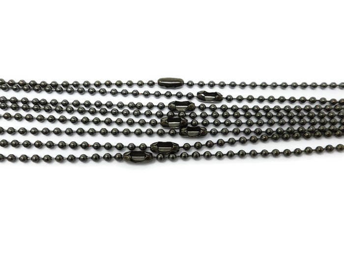 Gunmetal Black Ball Chain Necklaces 24 inch 24 Long 2.4mm
