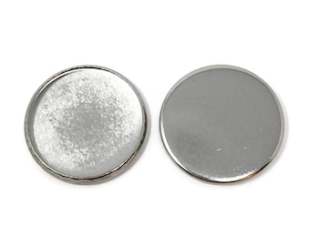 Silver Stainless Flat Bezel Cup with 20mm Tray - blank cabochon setting