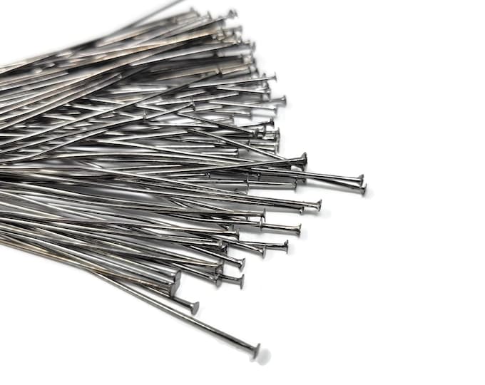 Gunmetal Black Head Pins: Nickel-Free DIY Jewelry Findings, 70mm (100 Pieces)