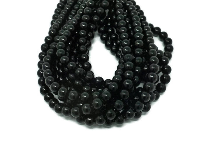 Black Jade 10mm Round Bead Full Strand 40 beads shiny glossy