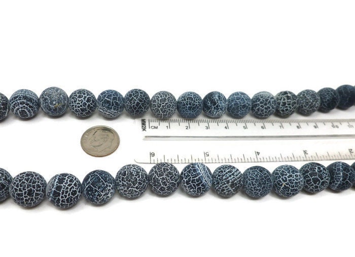 Approx. 14 Strand 8mm Faceted Fire Crackle Agate (Dyed/Heated) Round  Beads, Blue