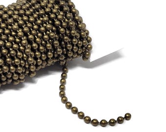 Antique Bronze Ball Chain - 3.2mm Diameter - 5 meters - 16.4 feet - bulk unfinished DIY