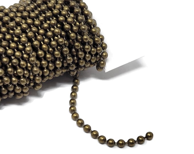 Antique Bronze Ball Chain - 3.2mm Diameter - 5 meters - 16.4 feet - bulk unfinished DIY