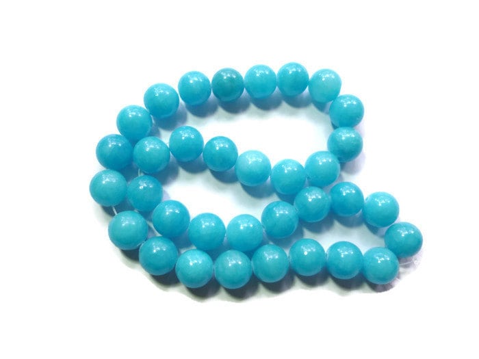 Sky Blue Jade 12mm Round Bead 34 beads Full Strand aqua stone