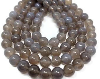 Taupe Agate Bead Strand: 10mm Round, Gray Brown Natural Stone