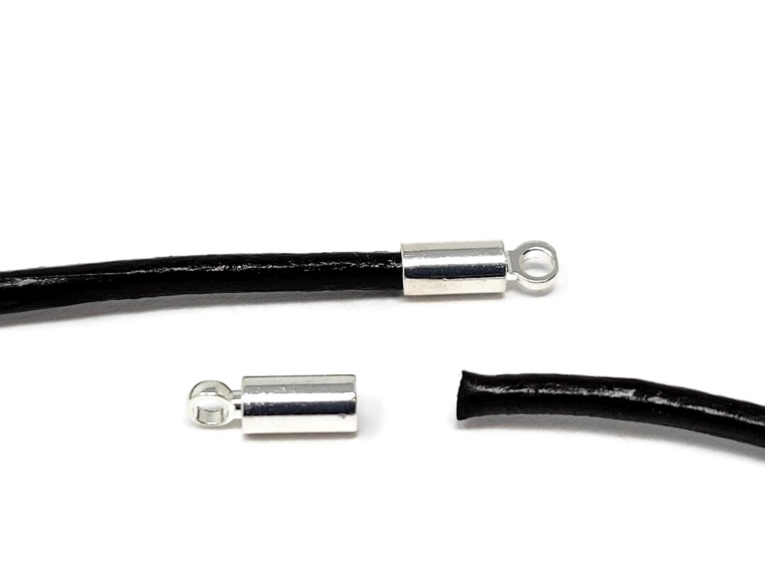 Silver Cord Ends for 2mm Round Cord 2.2mm Inner Diameter 8mm X 2.7mm